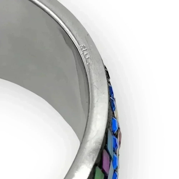 Y2K Artisan Handmade One-of-a-Kind Crystals & Rhinestones Mosaic Bangle Bracelet - Picture 13 of 13